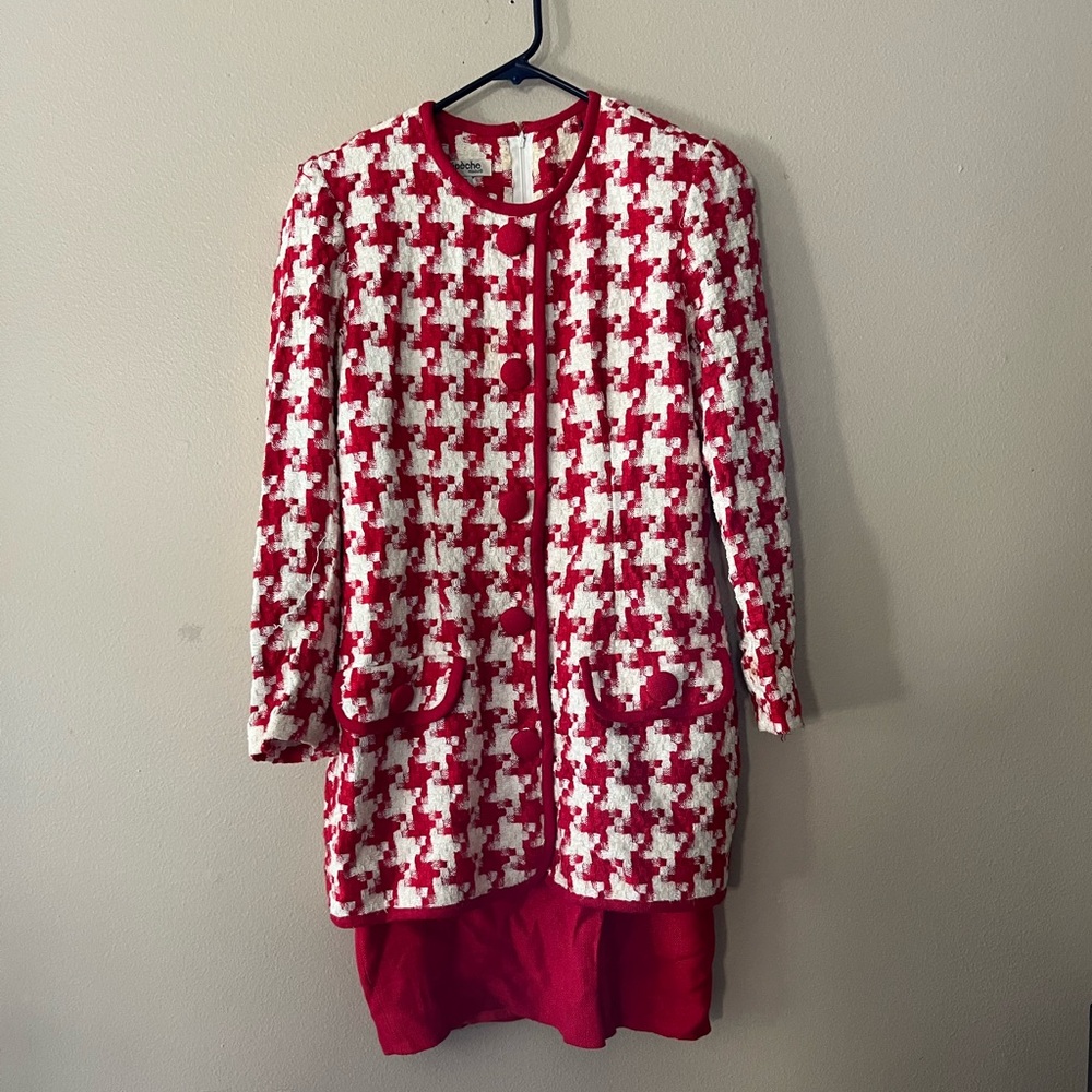 Vintage red houndstooth sweater dress